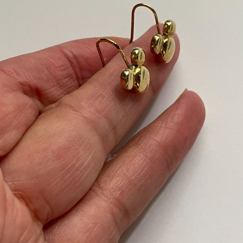 Disney Micky Mouse 3-D Puffed Gold Tone Pierced French Wire Drop Earrings 1-1/8" - Picture 5 of 5